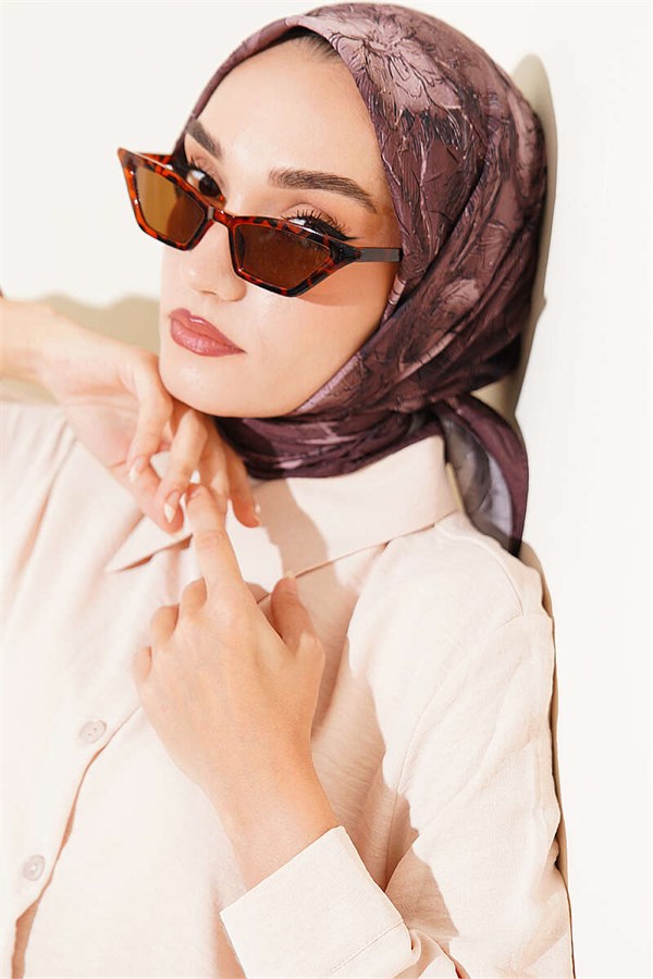 Floral Patterned Bamboo Kash Scarf Chestnut