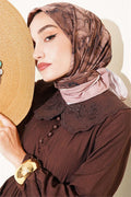 Floral Patterned Bamboo Crush Scarf Latte