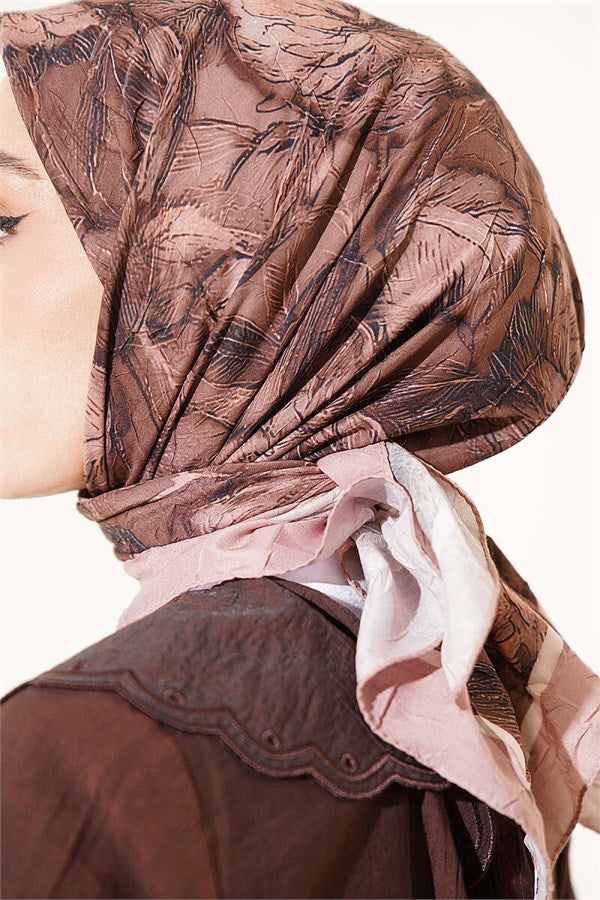 Floral Patterned Bamboo Crush Scarf Latte