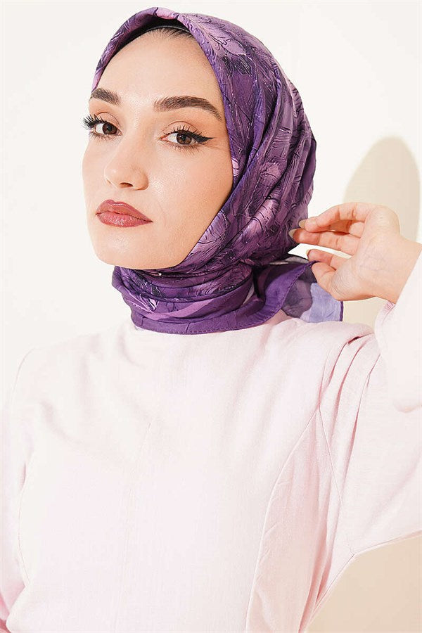 Floral Patterned Bamboo Kash Scarf Lilac