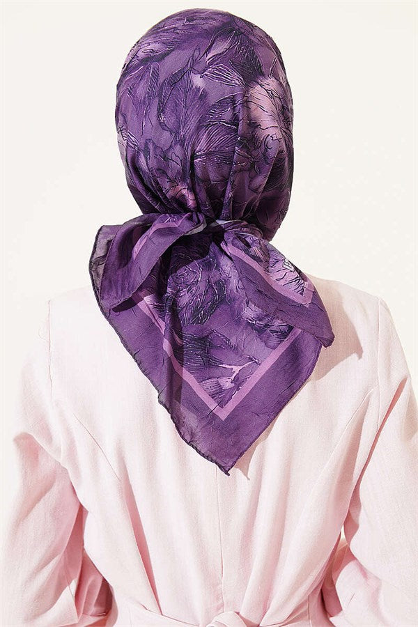 Floral Patterned Bamboo Kash Scarf Lilac