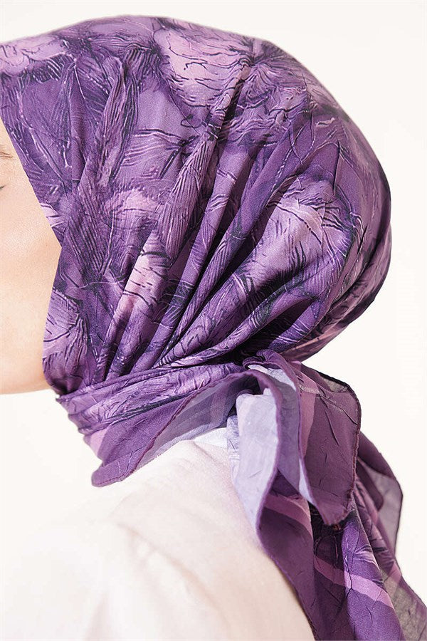 Floral Patterned Bamboo Kash Scarf Lilac