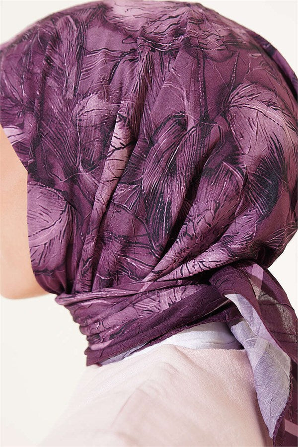 Floral Patterned Bamboo Knit Scarf Magenta