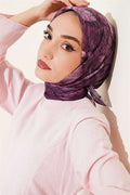 Floral Patterned Bamboo Knit Scarf Magenta