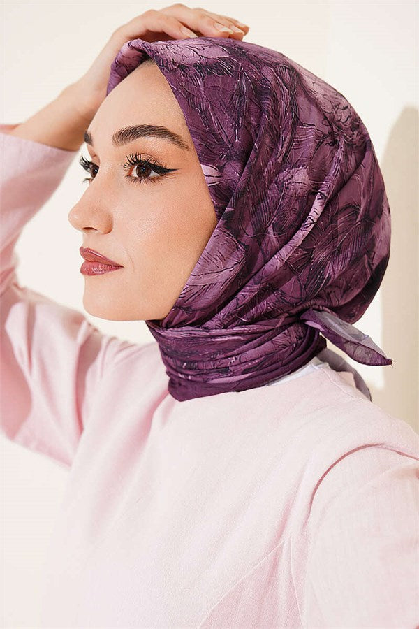Floral Patterned Bamboo Knit Scarf Magenta