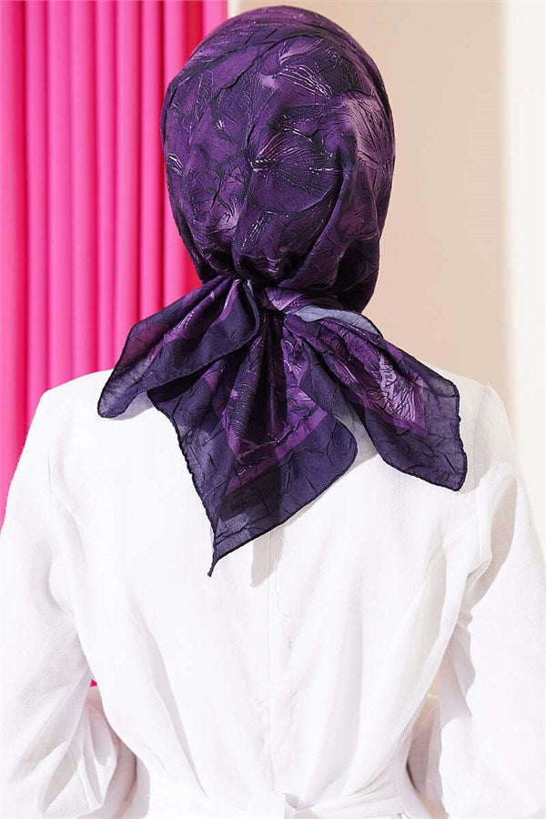 Floral Patterned Bamboo Knit Scarf, Plum