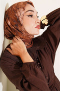 Floral Patterned Bamboo Crush Scarf, Tan