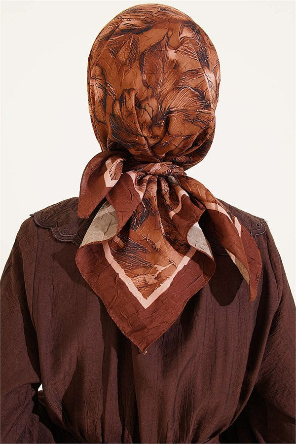 Floral Patterned Bamboo Crush Scarf, Tan