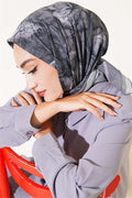 Floral Patterned Bamboo Crush Scarf Stone Grey