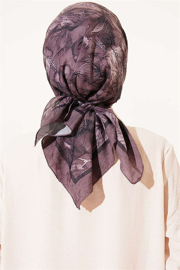 Floral Patterned Bamboo Kash Scarf, Mink