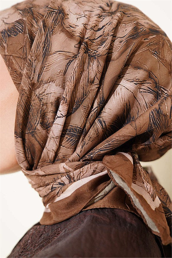 Floral Patterned Bamboo Kash Scarf Olive Green