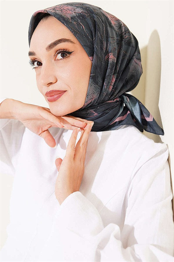 Floral Patterned Bamboo Crush Scarf Emerald