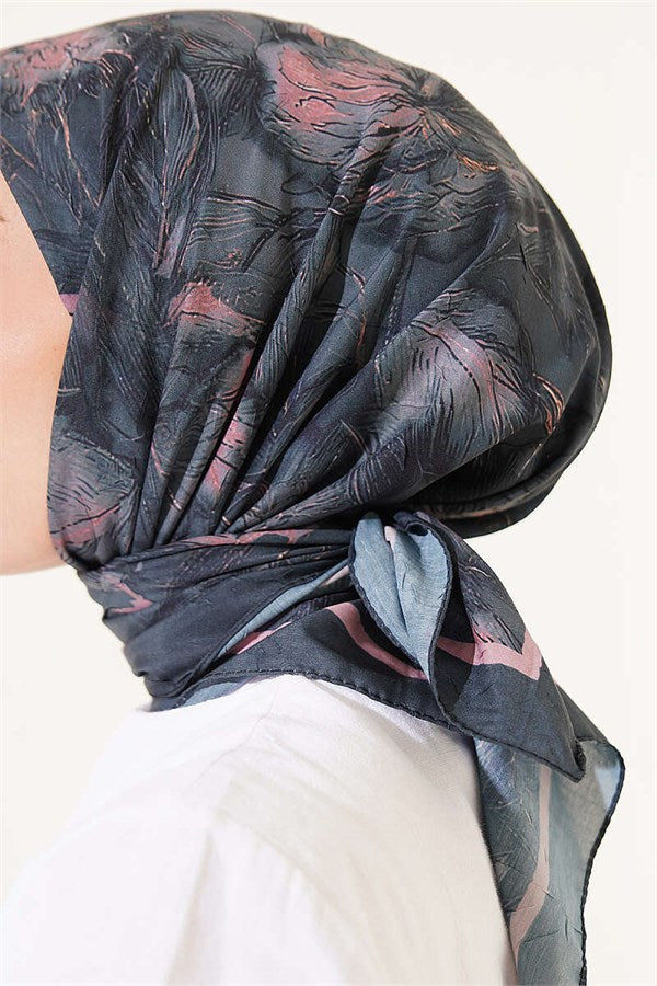 Floral Patterned Bamboo Crush Scarf Emerald