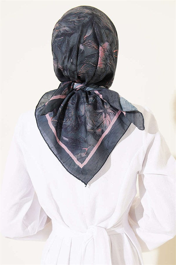 Floral Patterned Bamboo Crush Scarf Emerald
