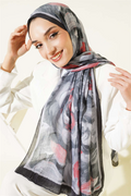 Floral Patterned Bamboo Kash Scarf, Black