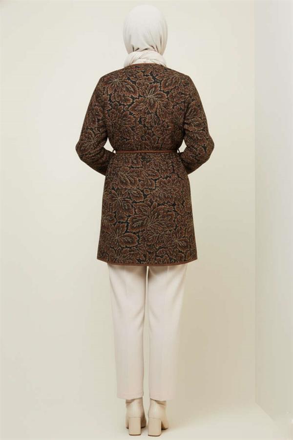 Floral Patterned Pocket Jacket Brown