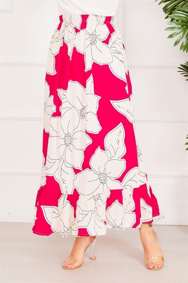 Floral Patterned Skirt Fuchsia
