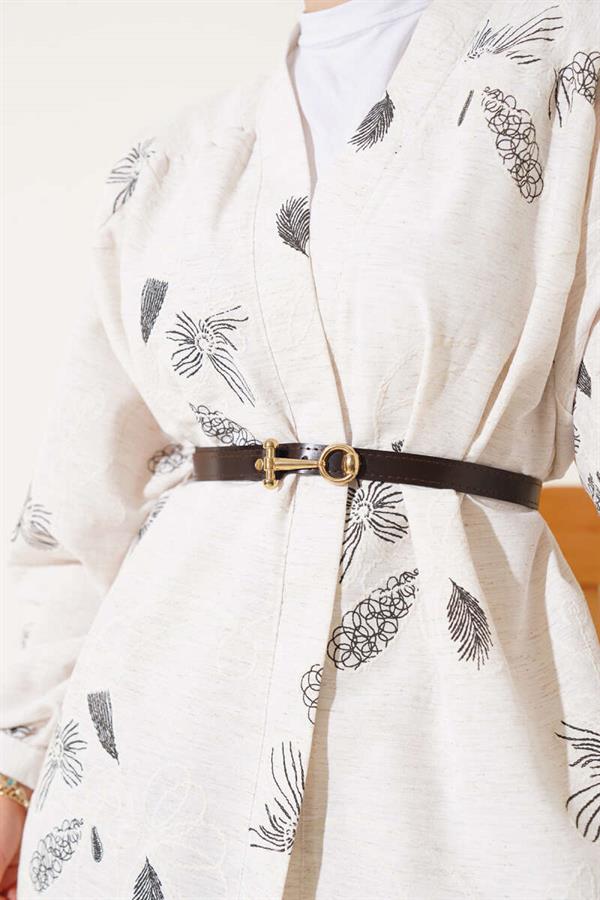 Floral Patterned Embossed 2 Piece Set Black