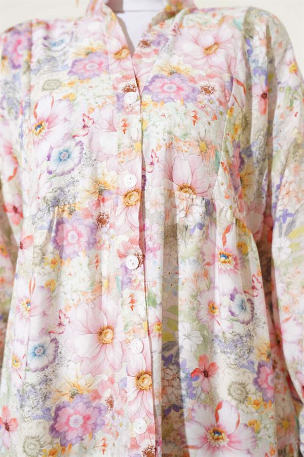 Pink Floral Patterned Flared Dress