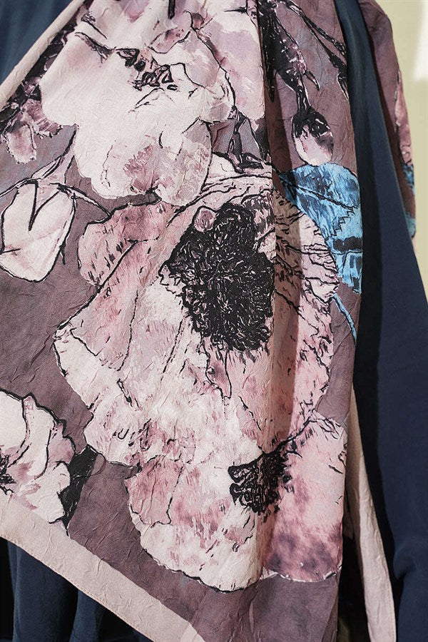 Floral Patterned Liva Crash Modal Scarf, Beige