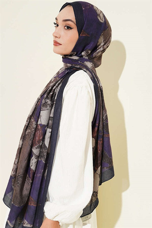 Floral Patterned Liva Crash Modal Scarf Parliament