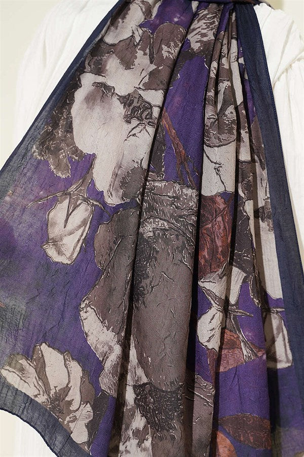 Floral Patterned Liva Crash Modal Scarf Parliament