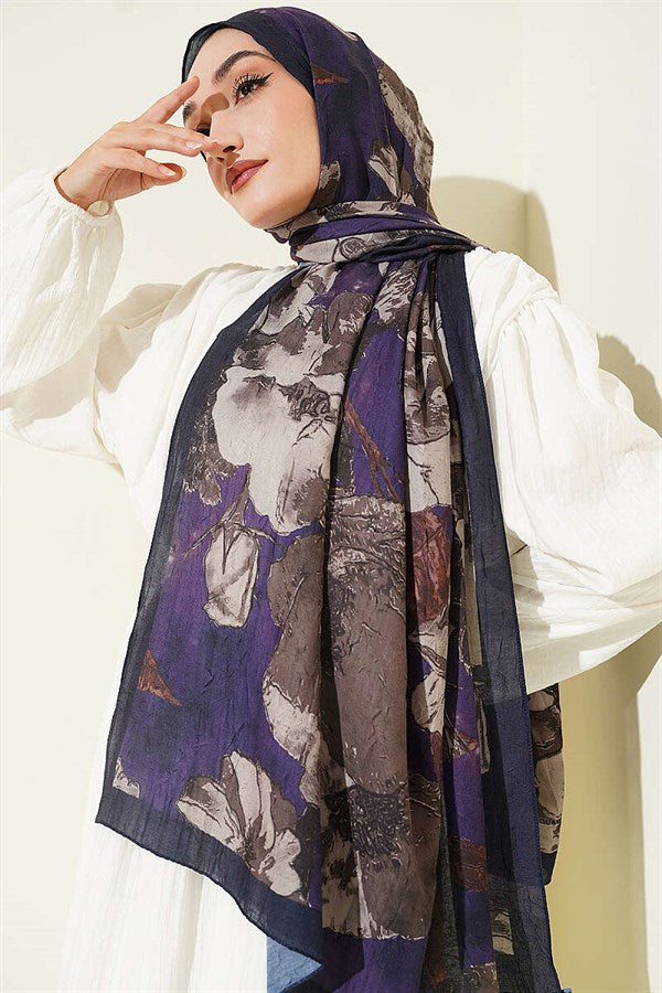 Floral Patterned Liva Crash Modal Scarf Parliament