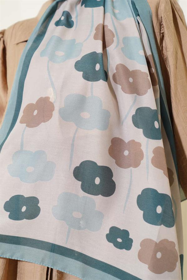 Floral Patterned Shawl Green