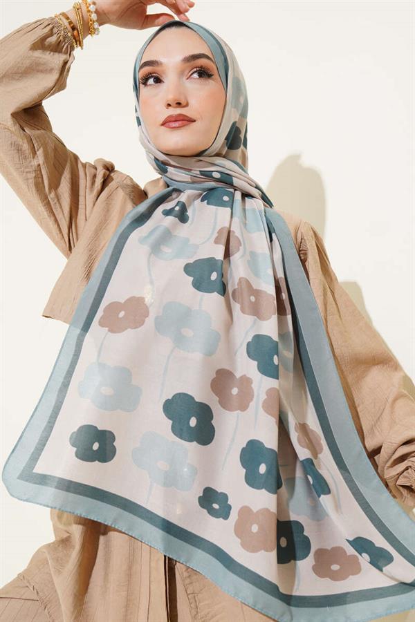 Floral Patterned Shawl Green