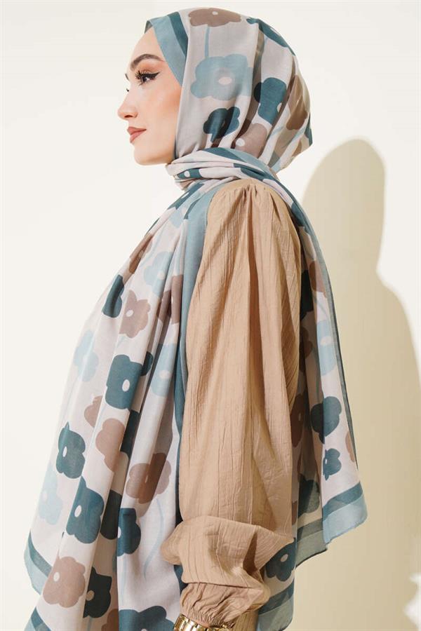 Floral Patterned Shawl Green