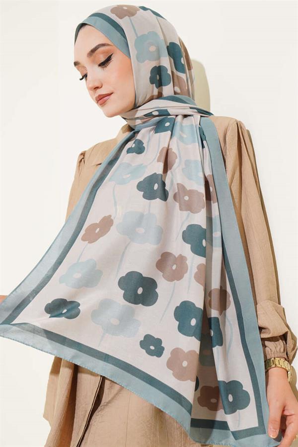 Floral Patterned Shawl Green
