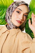 Floral Patterned Soft Scarf Khaki