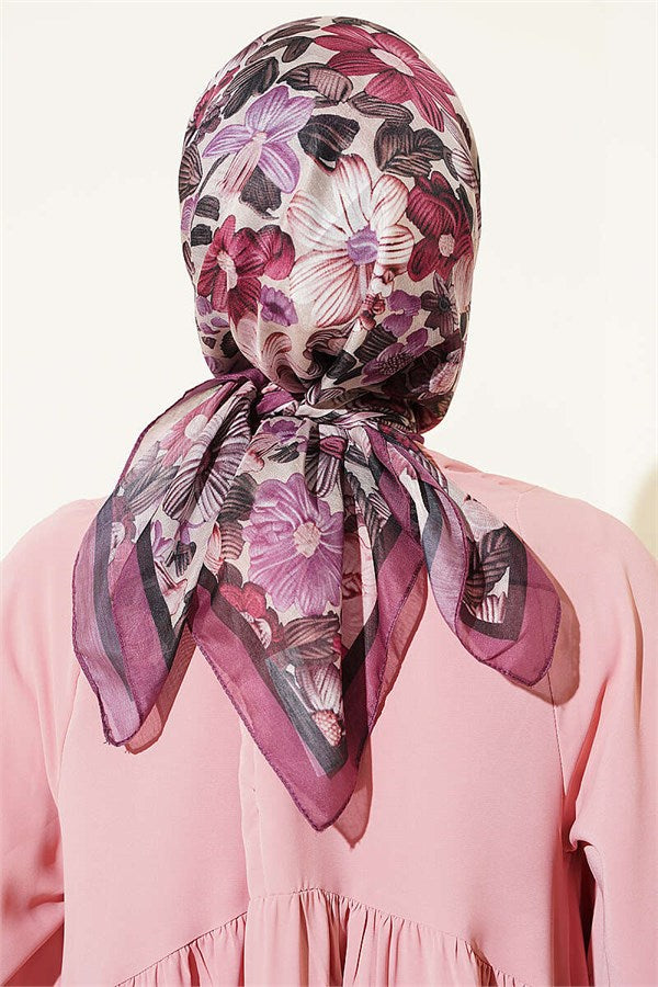Floral Patterned Soft Scarf Magenta