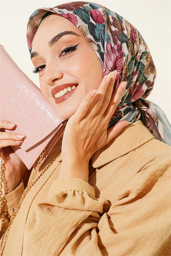 Floral Patterned Soft Scarf Mint
