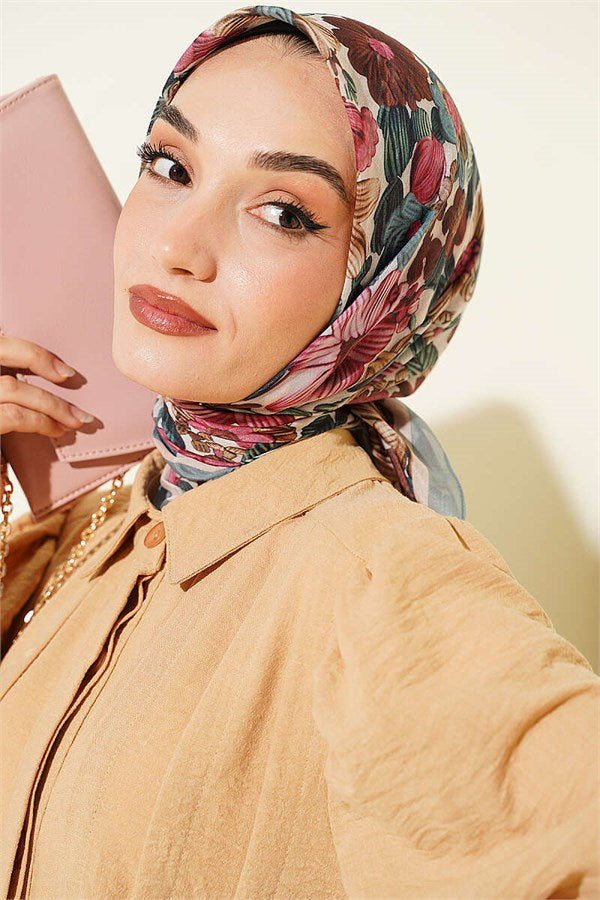 Floral Patterned Soft Scarf Mint