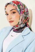 Floral Patterned Soft Scarf Black Beige
