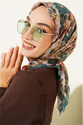 Floral Patterned Soft Scarf Emerald