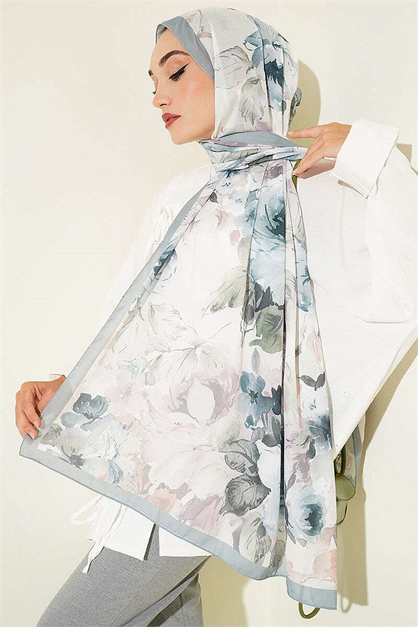 Floral Patterned Soft Scarf Mint