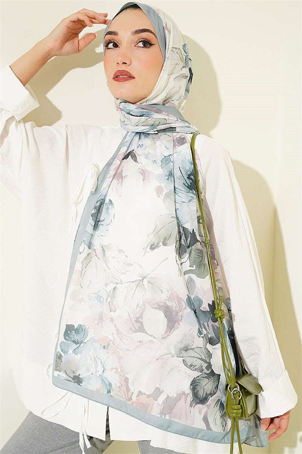 Floral Patterned Soft Scarf Mint