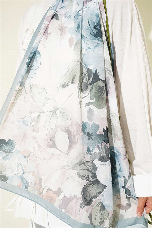 Floral Patterned Soft Scarf Mint