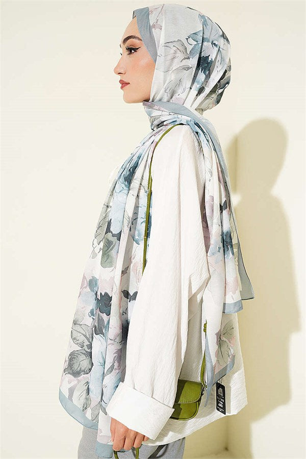 Floral Patterned Soft Scarf Mint
