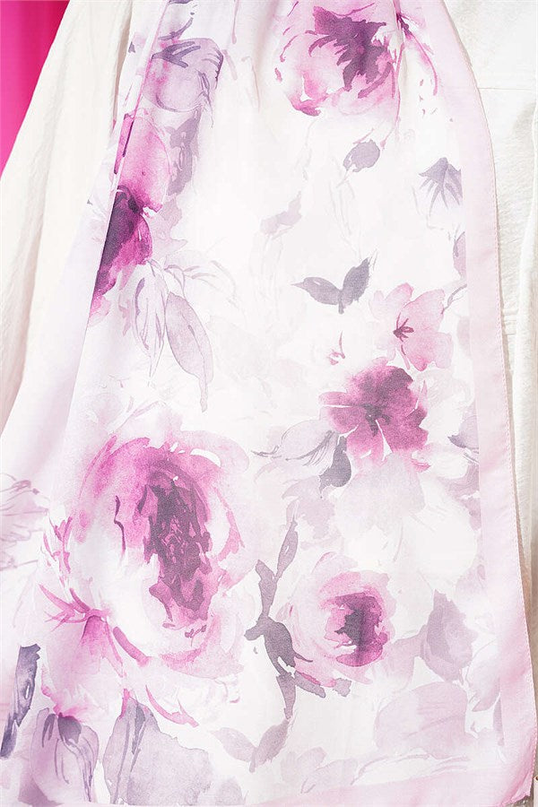 Floral Patterned Soft Shawl Pink