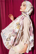Floral Patterned Soft Scarf Powder Pink