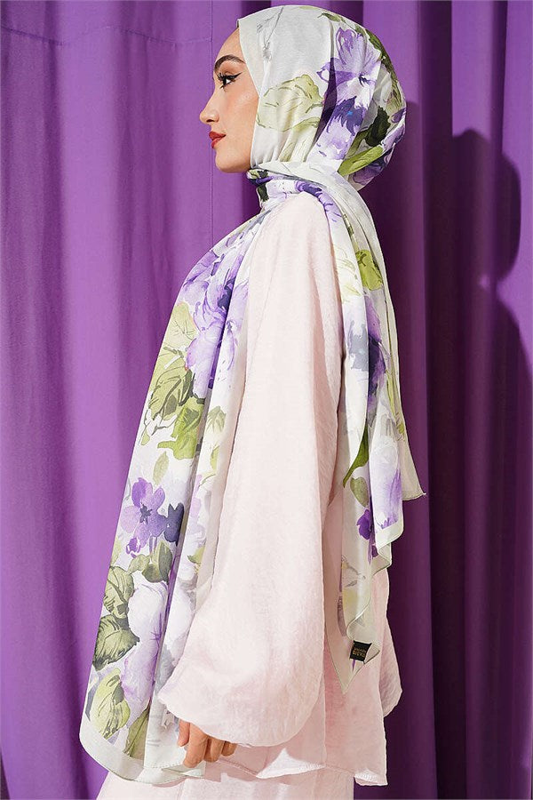 Floral Patterned Soft Scarf, Aqua Green