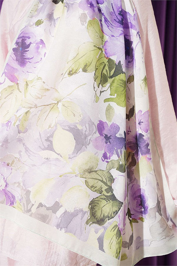 Floral Patterned Soft Scarf, Aqua Green