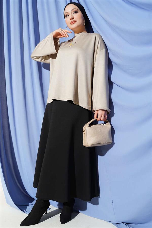 Floral Embroidered Loisha Blouse, Beige