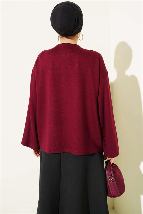 Flower Embroidered Loisha Blouse in Burgundy