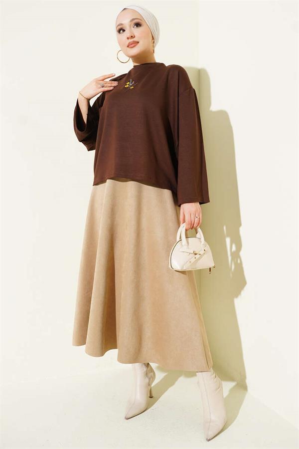 Floral Embroidered Loisha Blouse, Coffee