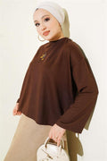 Floral Embroidered Loisha Blouse, Coffee