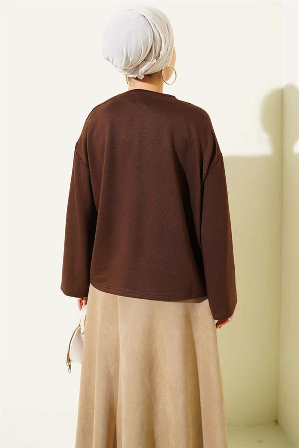 Floral Embroidered Loisha Blouse, Coffee